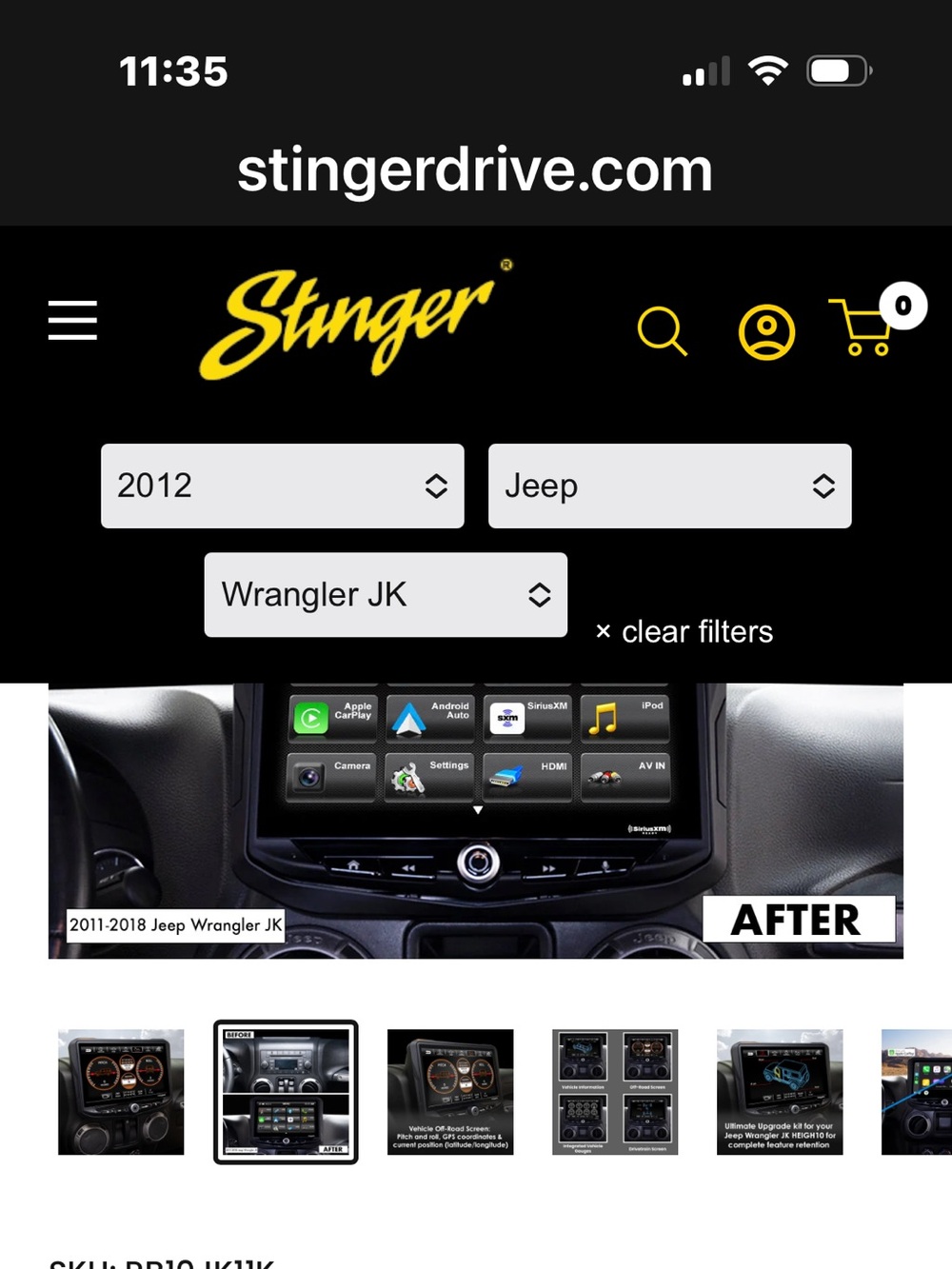 Black Jeep Wrangler JK 2011-2018 Double DIN Multimedia Head Unit